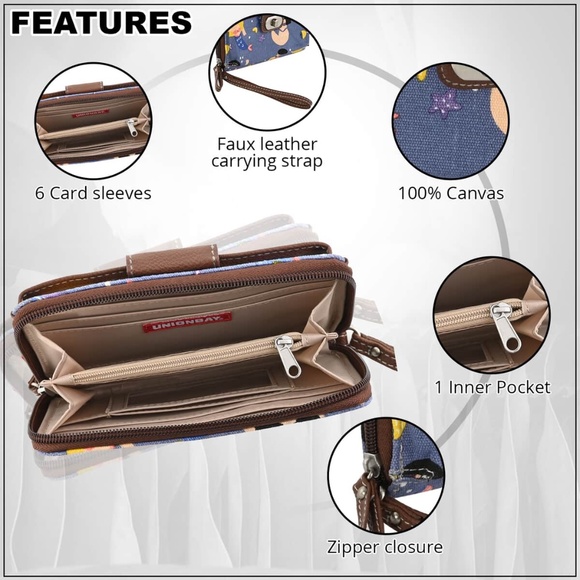 Blue Canvas  with Mermaids  Wristle Wallet  New - Picture 4 of 4